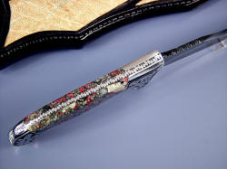 "Mercury Magnum" Spine view, edgework, filework detail. Note intricate filework pattern and high cut density.