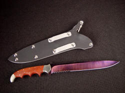 Patriot-Boar hybrid combat tactical knife reverse view. Note 1.75" reversible belt loops